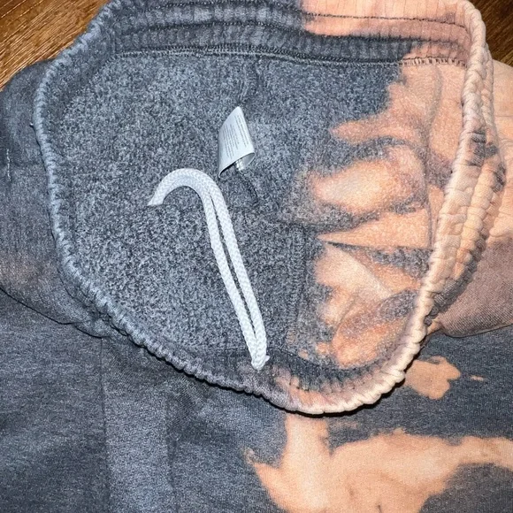 Fruit of Loom Split Bleach Dye Gray & Orange/ Cream Acid Wash Sweatpants Size L - Picture 8 of 12